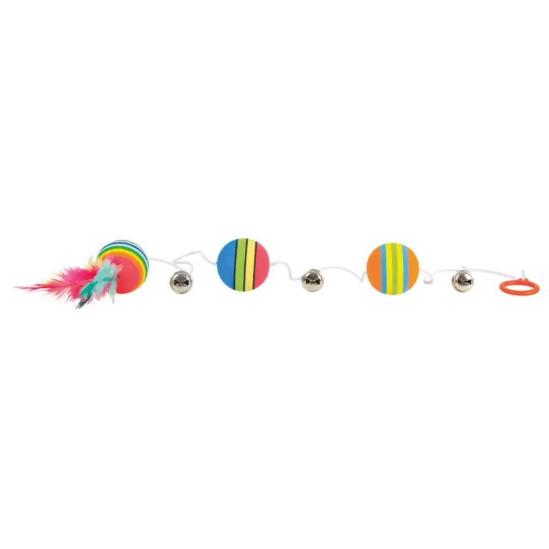 Oferta czasowa TRIXIE Piłki tęczowe na gumce z piórkiem 3,5cm / 80cm