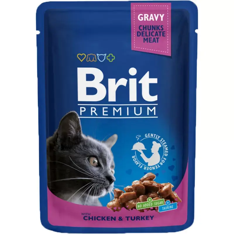 BRIT PREMIUM CAT Adult Kurczak i Indyk (saszetka) Bezpieczna płatność