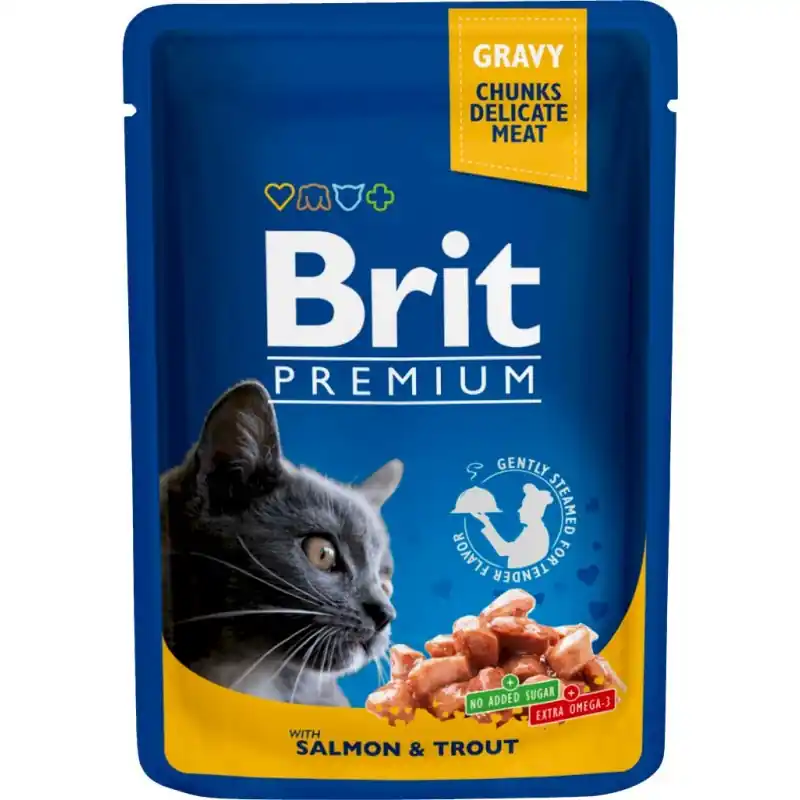 Tani BRIT PREMIUM CAT Adult Łosoś i Pstrąg (saszetka)