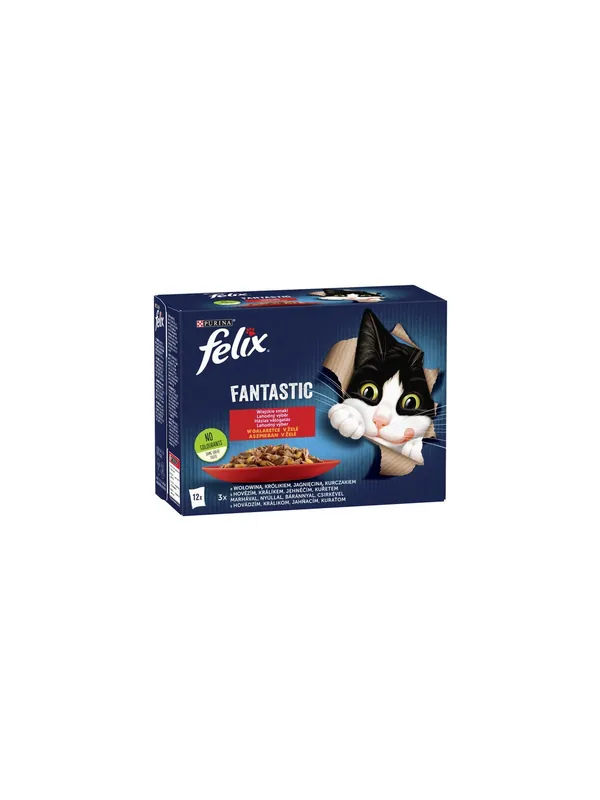 Popularny Felix Fantastic Wiejskie Smaki w galaretce kurczak/wołowina/królik/jagnięcina saszetki 12x85g