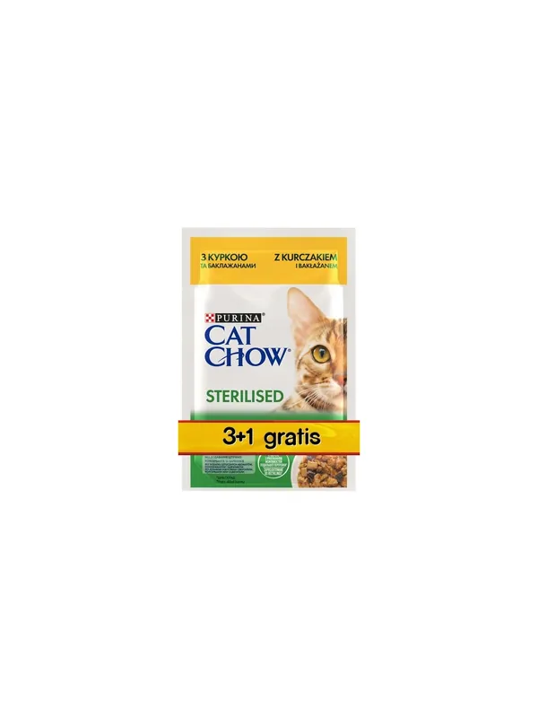 Purina Cat Chow Sterilised Kurczak saszetki 3+1 GRATIS 4x85g Oferta limitowana