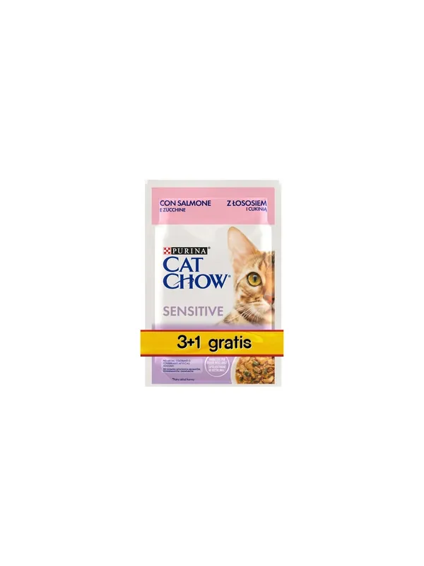 Purina Cat Chow Sensitive Łosoś saszetki 3+1 GRATIS 4x85g Bezpieczne zakupy