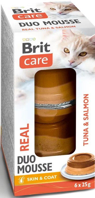 Oferta limitowana Brit Care Cat Real Duo Mousse Tuna with Salmon Karma z tuńczykiem i łososiem 6x25g