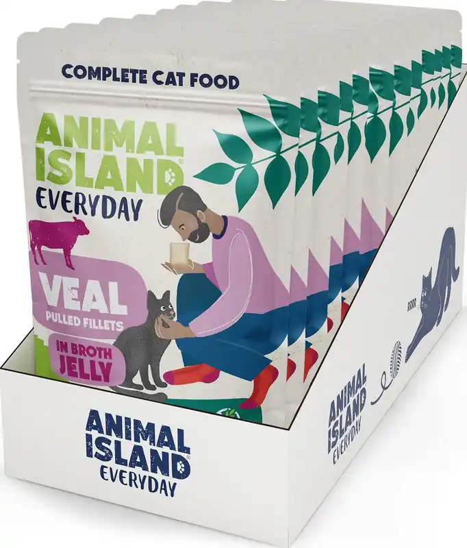 Animal Island Everyday Veal in Jelly Karma z cieleciną w galarecie dla kota 12x85g Bezpieczne zakupy