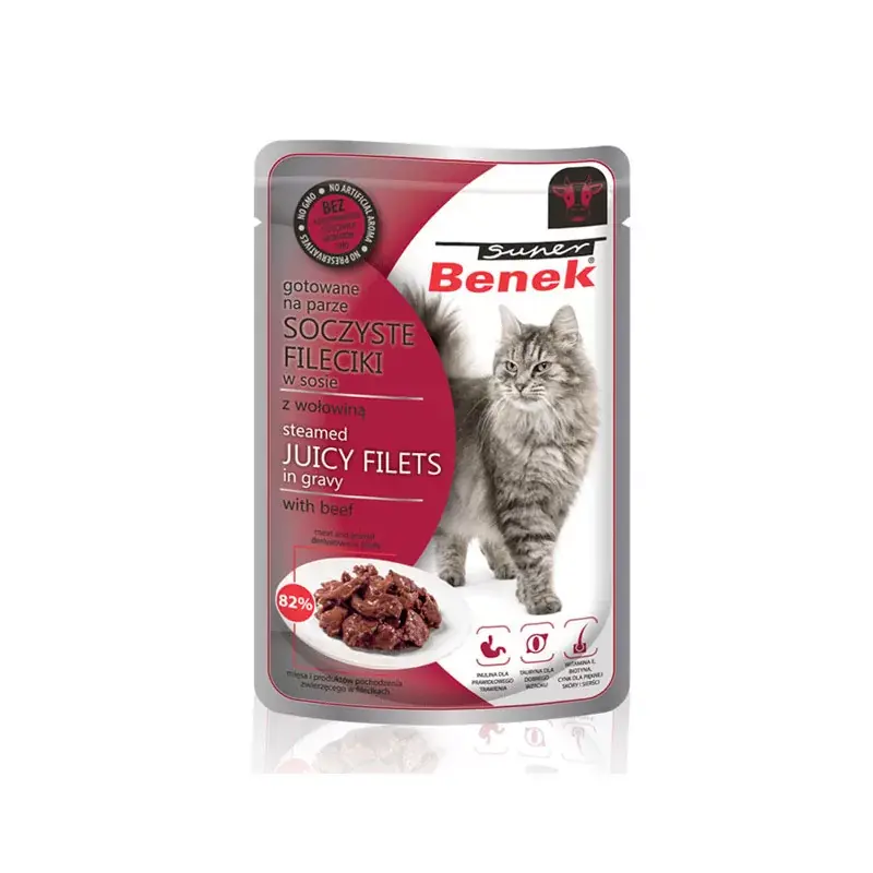 Niska cena SUPER BENEK Soczyste fileciki w sosie z wołowiną 85g