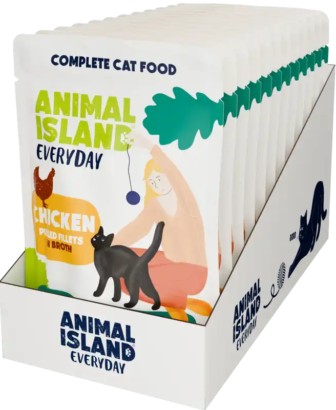 Animal Island Everyday Chicken in Broth Karma z kurczakiem w rosole dla kota 12x85g Tylko do końca tygodnia