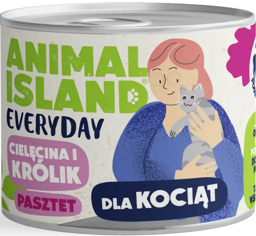 Wybór klientów Animal Island Everyday Kitten Karma z cielęciną i królikiem w pasztecie dla kociąt 185g