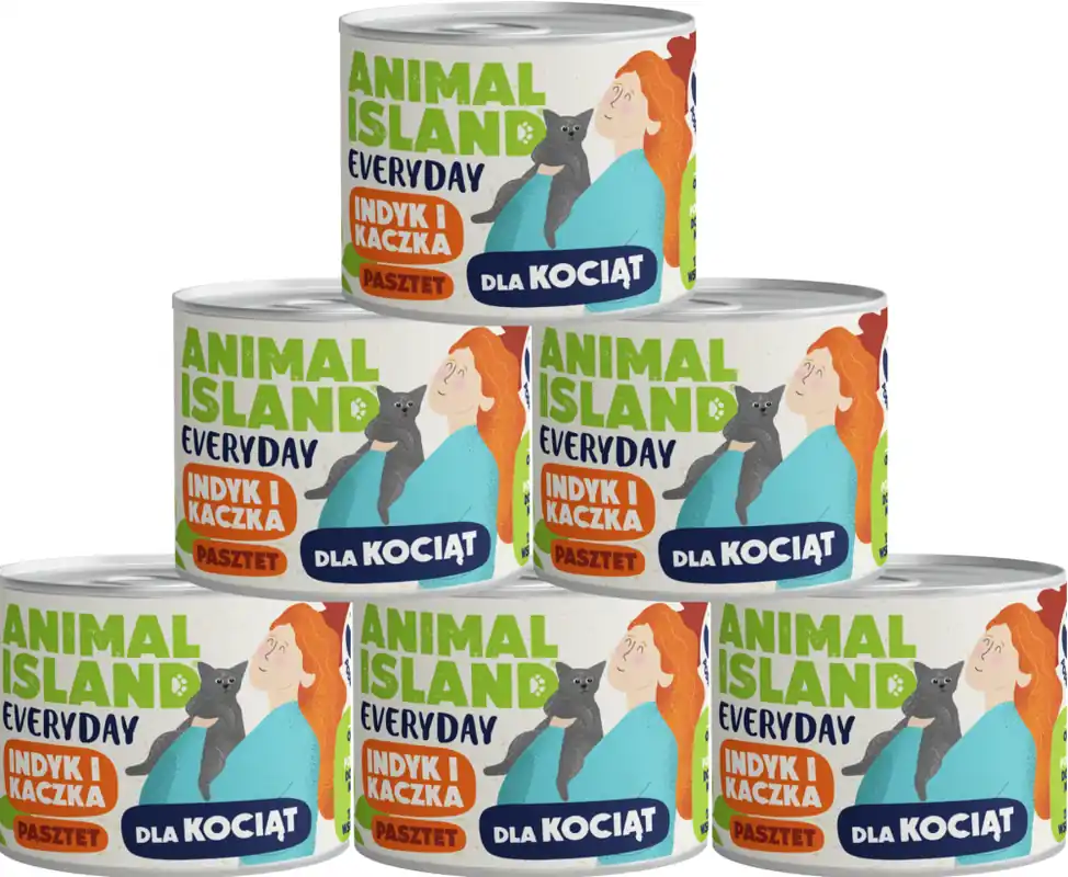 Ekspresowa dostawa Animal Island Everyday Kitten Karma z indykiem i kaczką w pasztecie dla kociąt 12x185g PAKIET