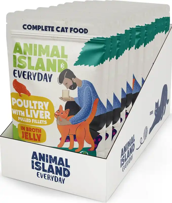 Bestseller Animal Island Everyday Poultry&Liver in Jelly Karma z drobiem i wątróbką w galarecie dla kota 12x85g