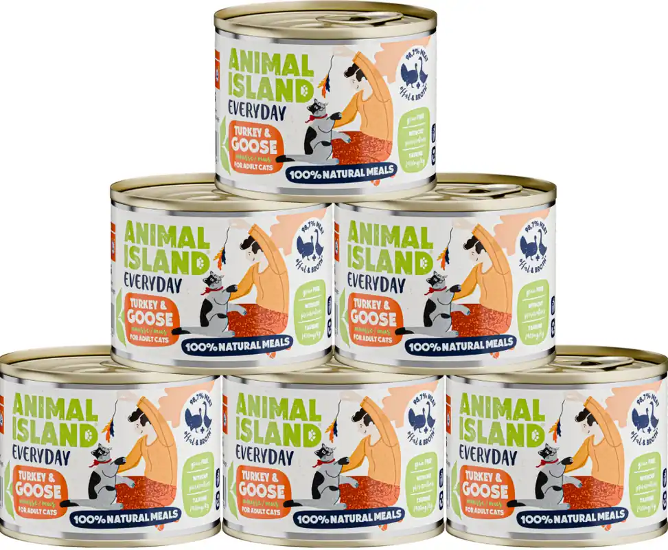 Animal Island Everyday Turkey&Goose Mousse Karma z indykiem i gęsią w musie dla kota 12x200g PAKIET Oferta czasowa