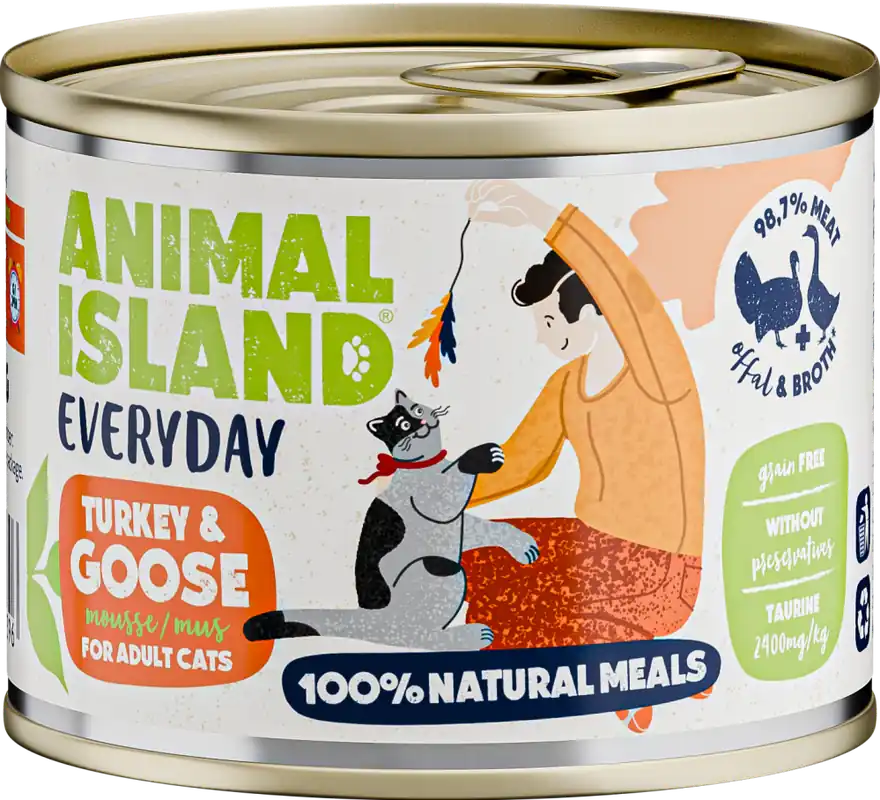 Animal Island Everyday Turkey&Goose Mousse Karma z indykiem i gęsią w musie dla kota 200g Nowość