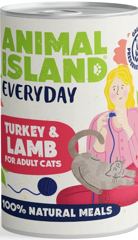 Animal Island Everyday Turkey&Lamb Mousse Karma z indykiem i jagnięciną w musie dla kota 400g Łatwy zwrot