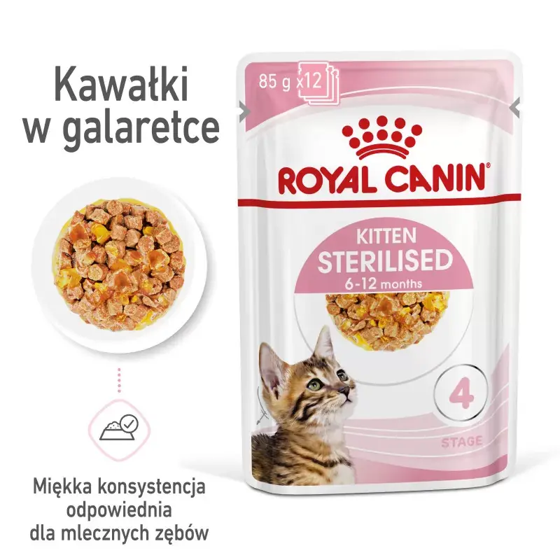 ROYAL CANIN Kitten Sterilised karma mokra w galaretce dla kociąt od 6 do 12 miesiąca życia, sterylizowanych Ograniczona ilość