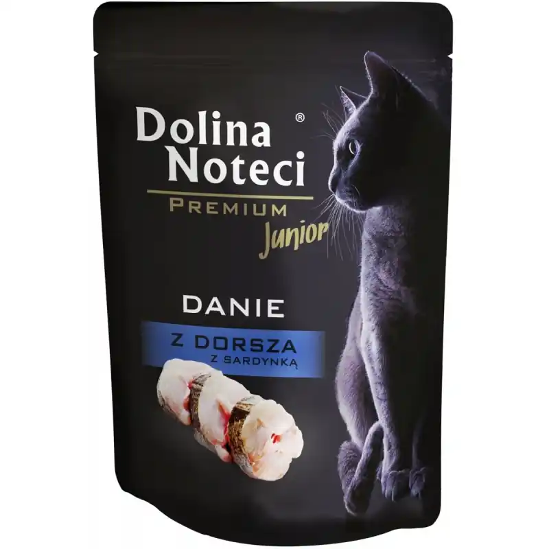 Tylko dziś DOLINA NOTECI Premium JUNIOR / KITTEN - Danie z dorsza z sardynką dla kota (saszetka)