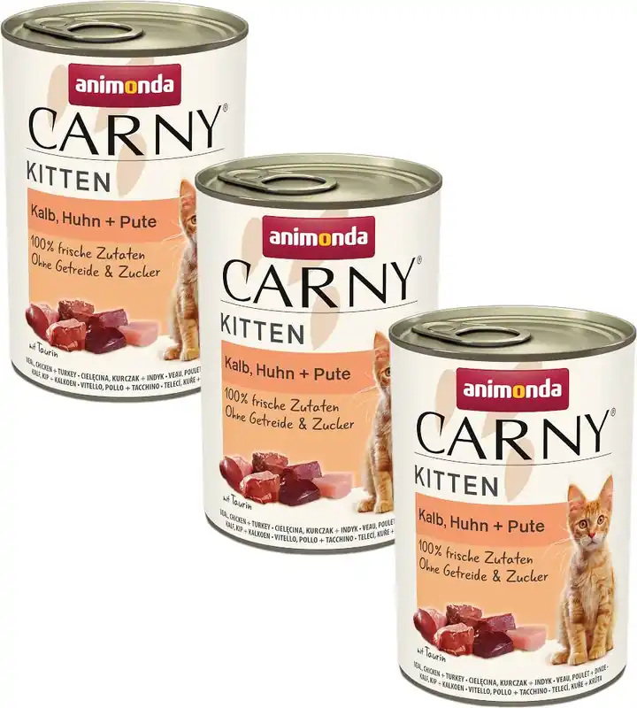 Niska cena Animonda Carny Kitten Karma z cielęciną, kurczakiem i indykiem dla kociąt 6x400g PAKIET