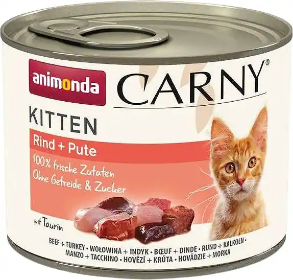 Animonda Carny Kitten Karma z wołowiną i indykiem dla kociąt 200g Wybór klientów