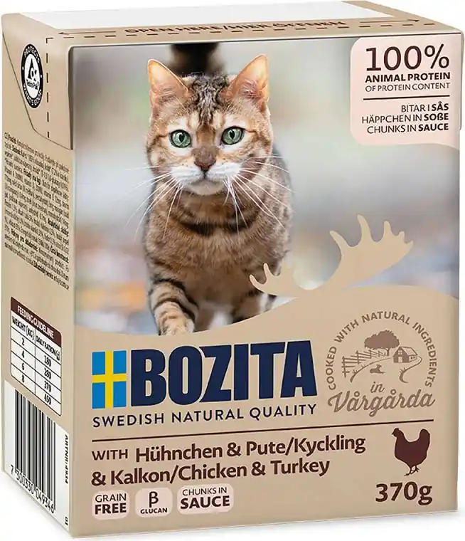 Zniżka Bozita huhn/pute Karma z kurczakiem i indykiem w sosie dla kota 370g