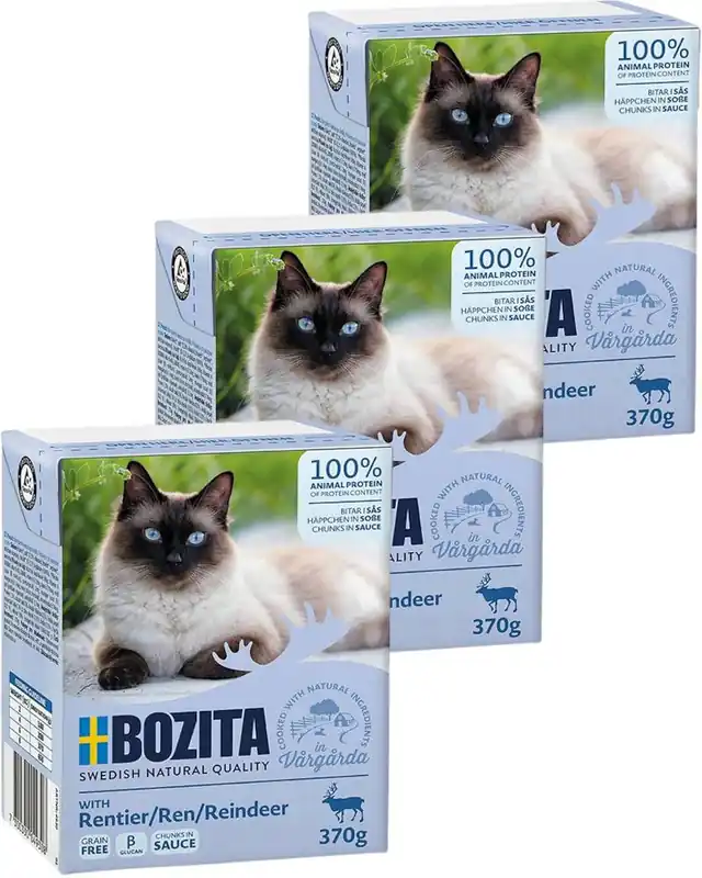 Oferta limitowana Bozita rentier Karma z reniferem w sosie dla kota 6x370g PAKIET