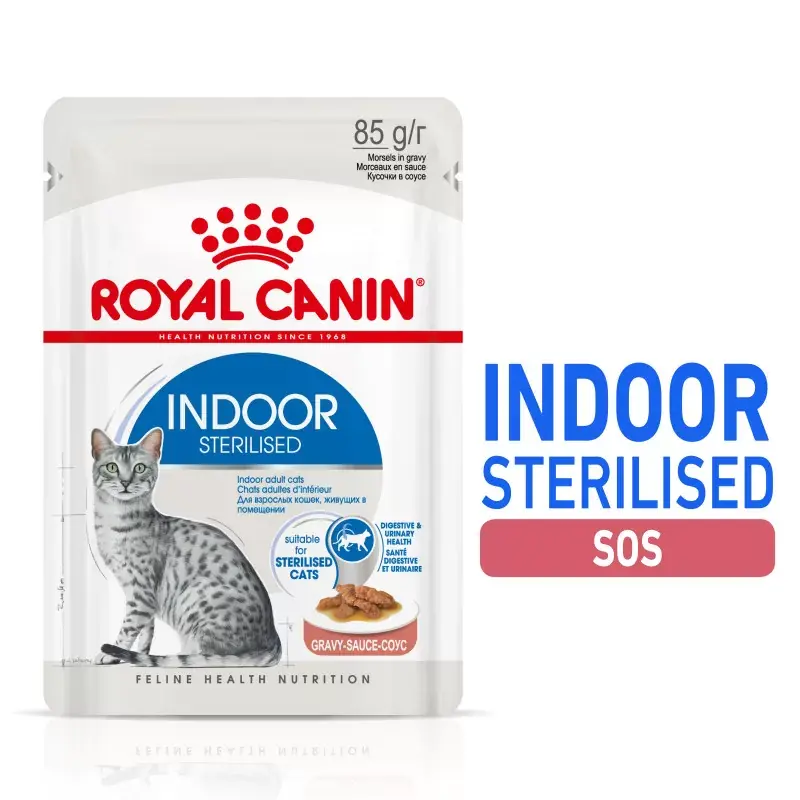 Obniżka ceny ROYAL CANIN Indoor Sterilised w sosie, karma mokra w sosie dla kotów dorosłych, sterylizowanych, przebywających wyłącznie w domu