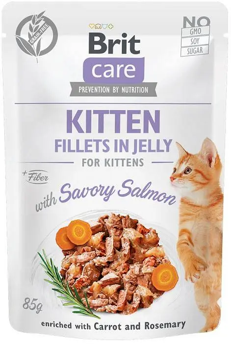Brit Care Fillets with Salmon for Kitten Karma z łososiem w galaretce dla kociąt 85g Dodaj do koszyka