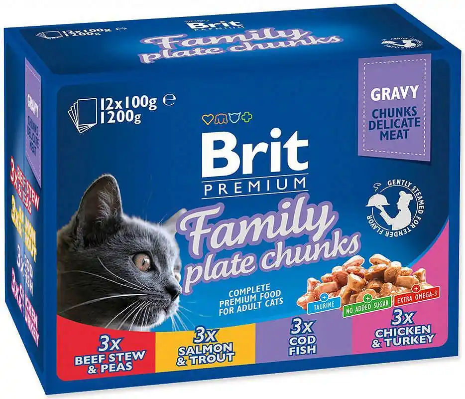 Brit Premium Cat Family Plate Chunks in Gravy Karma w sosie dla kota 12x100g Hit sprzedaży