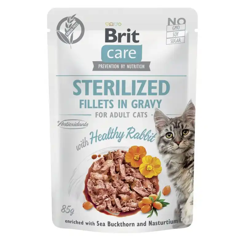 BRIT CARE CAT Fillets in gravy Sterilized Rabbit 85g (saszetka) Niska cena