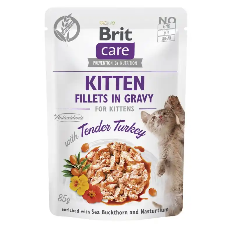 BRIT CARE CAT Fillets in gravy Kitten Tender Turkey 85g (saszetka) Zniżka