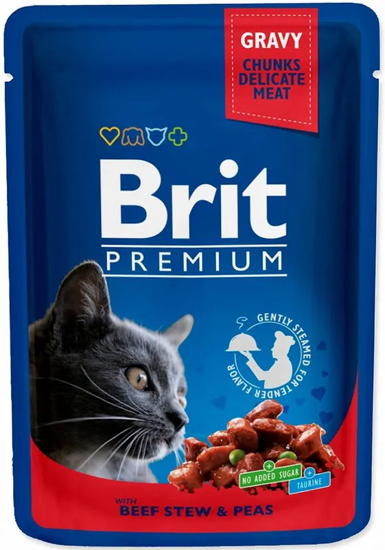 Zamów dziś Brit Premium Cat with Beef Stew&Peas Karma z wołowiną i groszkiem dla kota 100g