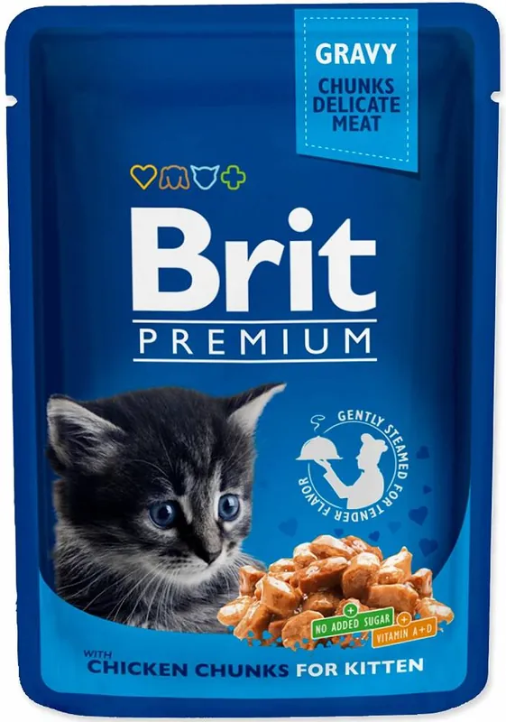 Bezpieczna płatność Brit Premium Cat with Chicken Chunks for Kitten Karma z kurczakiem dla kociąt 100g