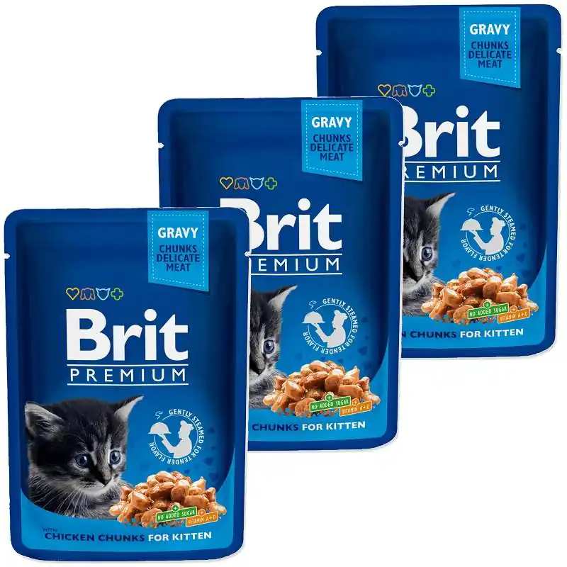 Brit Premium Cat with Chicken Chunks for Kitten Karma z kurczakiem dla kociąt 12x100g PAKIET Hit sprzedaży