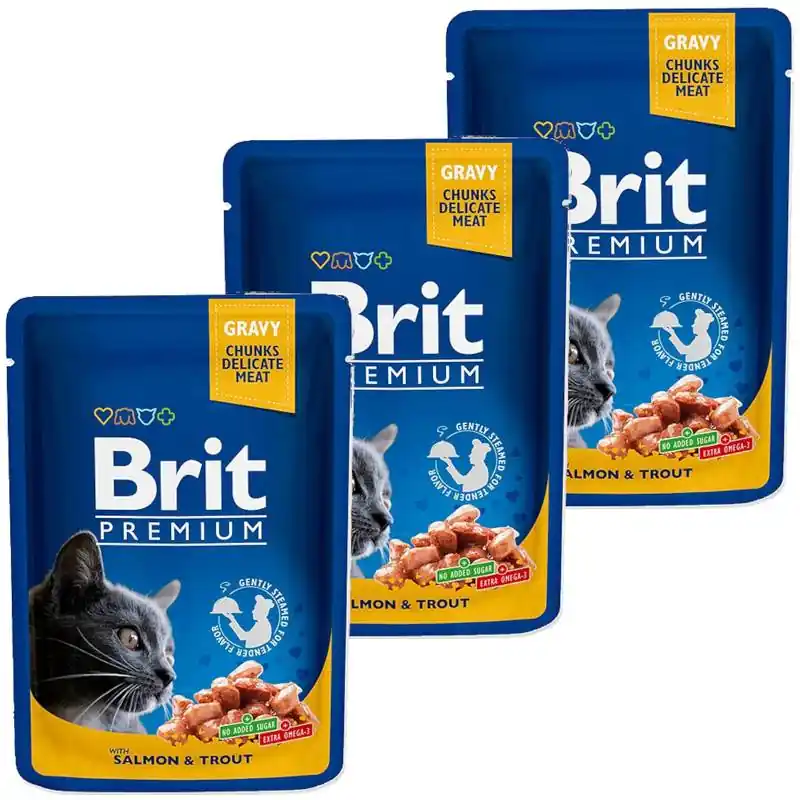 Brit Premium Cat with Salmon&Trout Karma z łososiem i pstrągiem dla kota 12x100g PAKIET Okazja