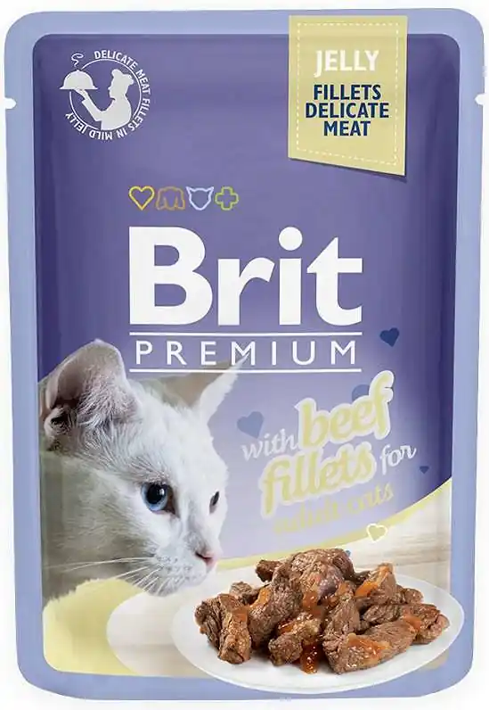 Wybór klientów Brit Premium with Beef Fillets for Adult Cats Karma z wołowiną w galaretce dla kota 85g
