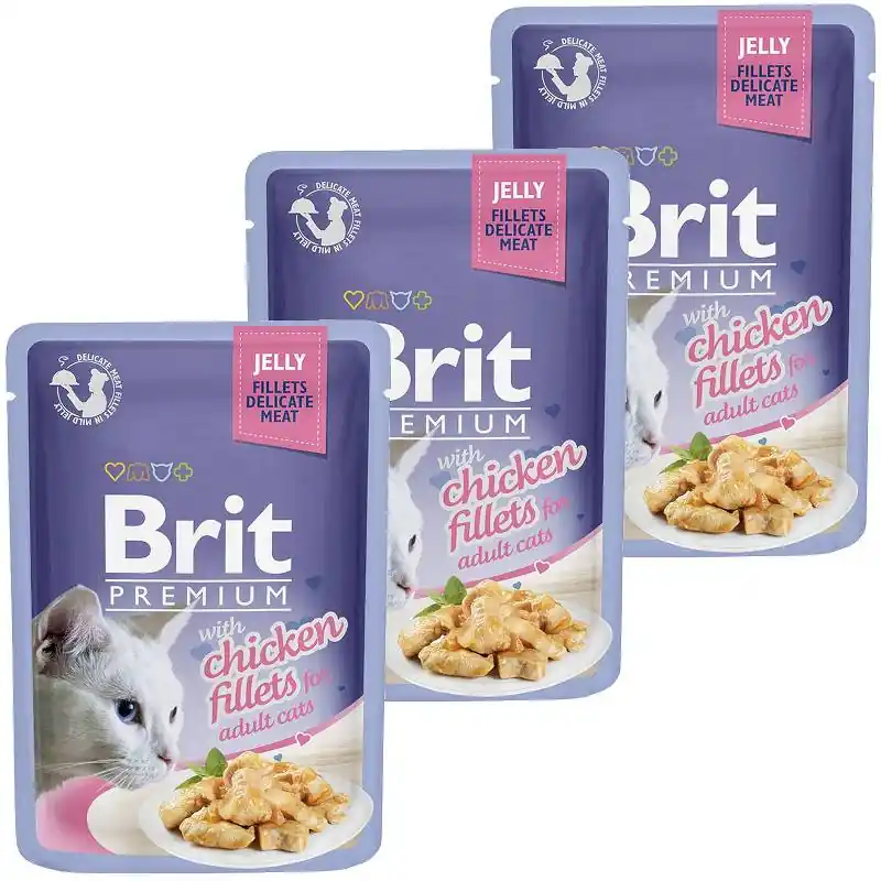 Brit Premium with Chicken Fillets for Adult Cats Karma z kurczakiem w galaretce dla kota 24x85g PAKIET Tani