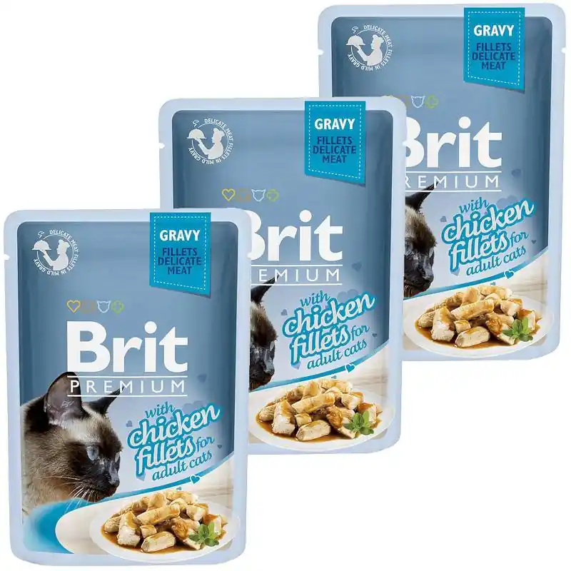 Brit Premium with Chicken Fillets for Adult Cats Karma z kurczakiem w sosie dla kota 24x85g PAKIET Oferta czasowa