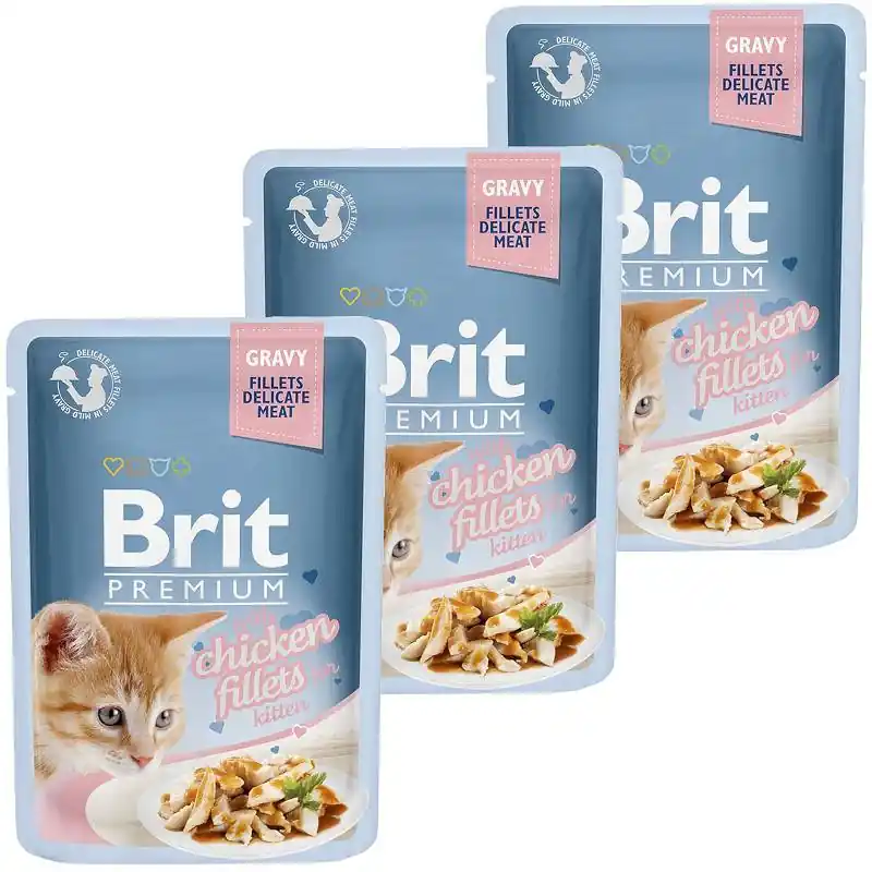 Nie przegap Brit Premium with Chicken Fillets for Kitten Karma z kurczakiem w sosie dla kociąt 24x85g PAKIET