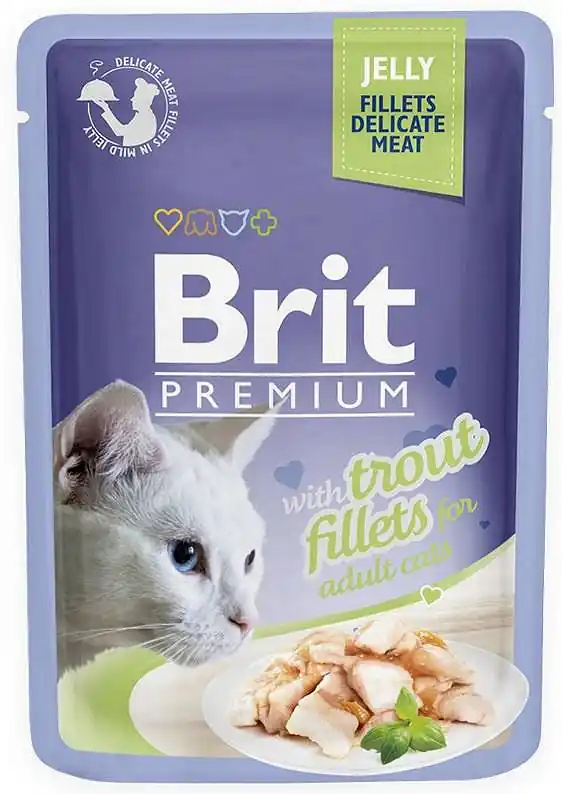 Brit Premium with Trout Fillets for Adult Cats Karma z pstrągiem w galaretce dla kota 85g Hit cenowy