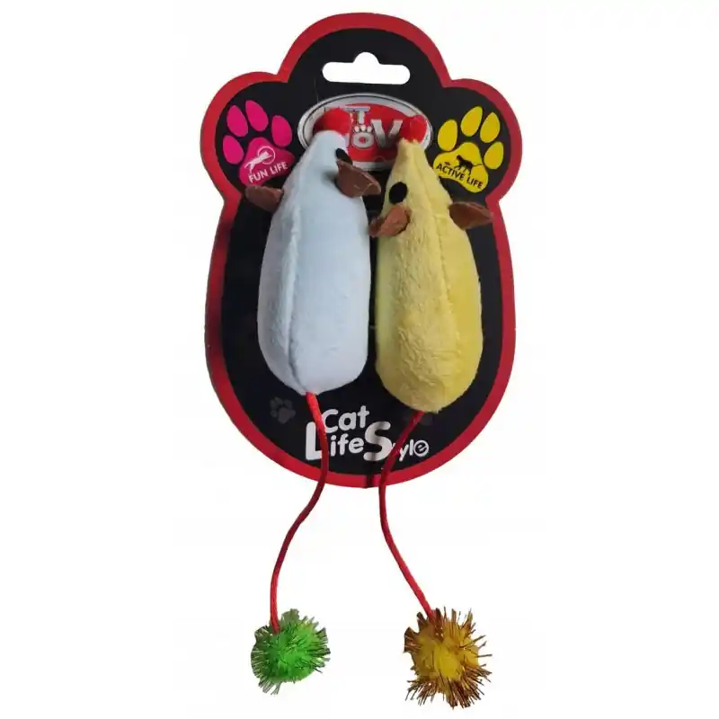 PET NOVA Zabawka dla kota zestaw 2 myszki pluszowe - 8x4cm Ostatnie sztuki