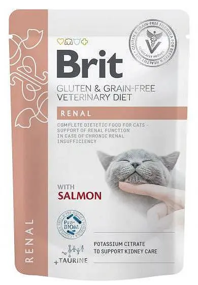 Nie przegap Brit Veterinary Diet Renal Salmon Karma z łososiem dla kota 85g