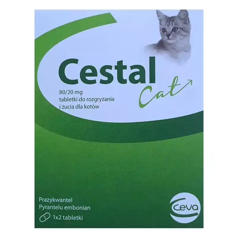 CESTAL Cat 80/20mg - tabletki do rozgryzania i żucia dla kotów na odrobaczanie Premium