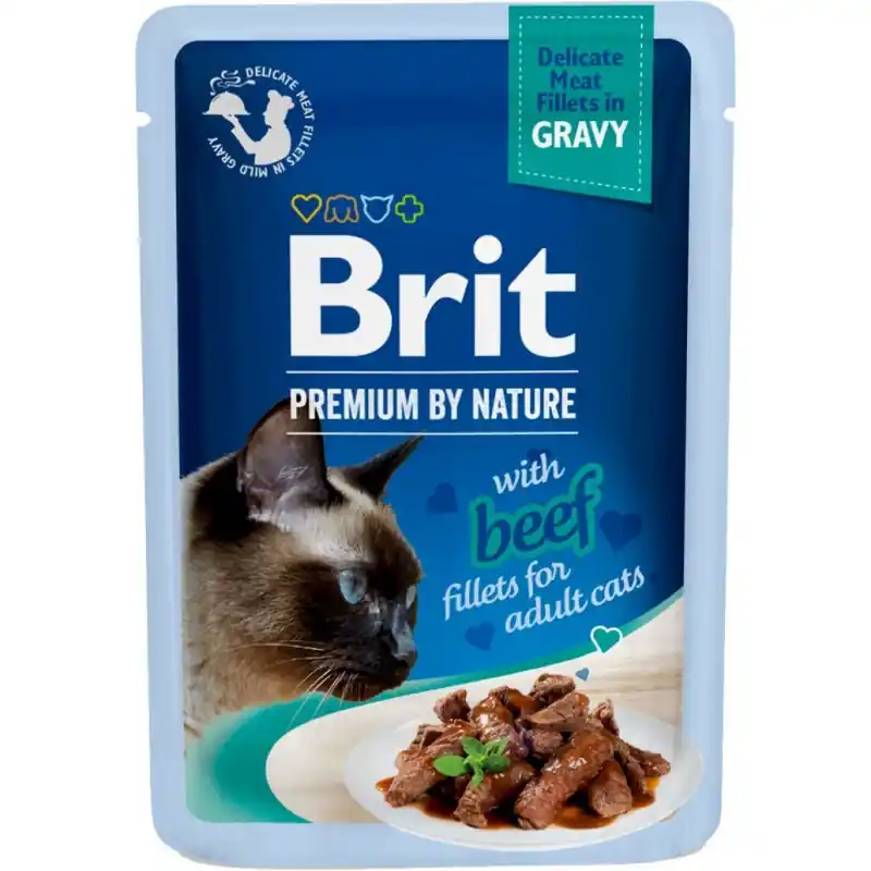 BRIT PREMIUM CAT Beef Gravy Fillets Adult - wołowina w sosie 85g (saszetka) Zniżka