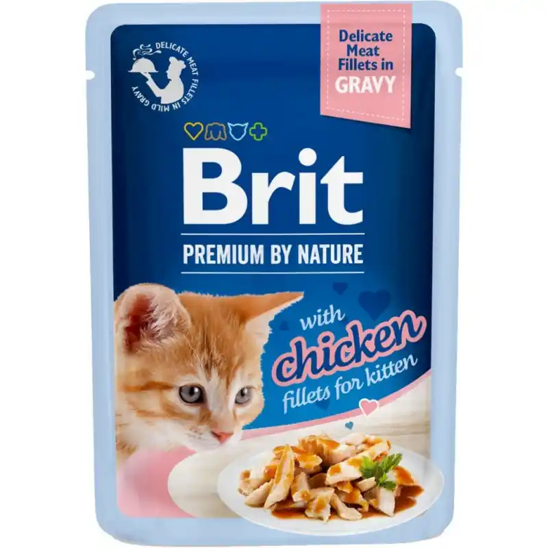 BRIT PREMIUM CAT Chicken Gravy Fillets Kitten - kurczak w sosie dla kociąt 85g (saszetka) Dostępne od ręki
