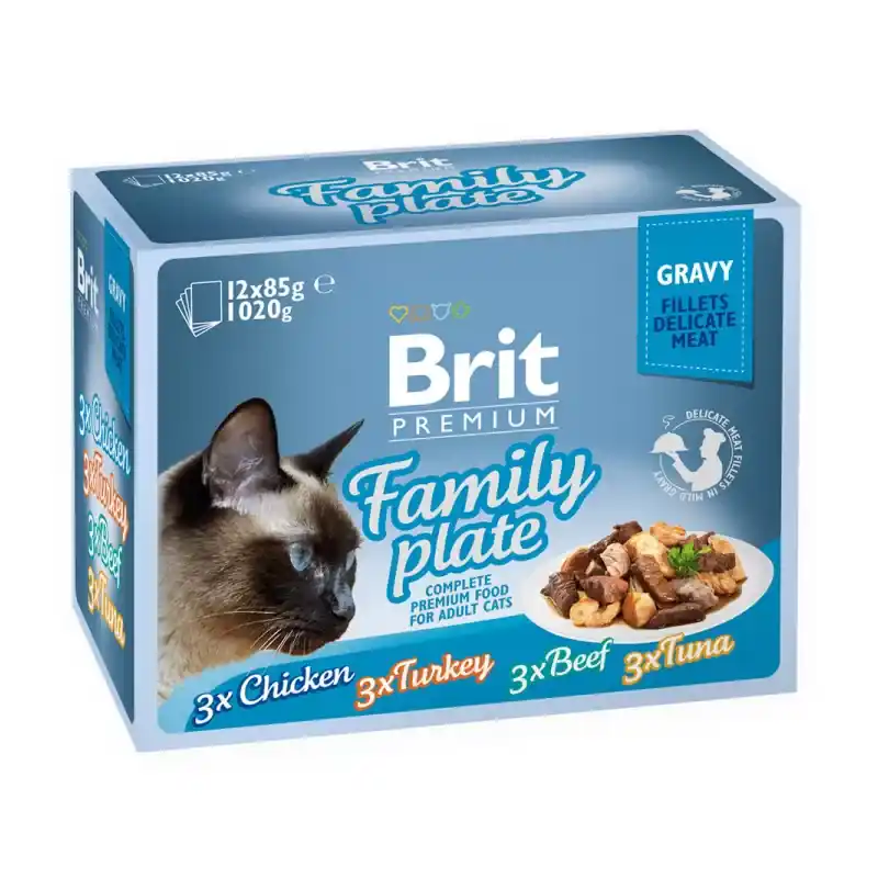 Wyjątkowa oferta BRIT PREMIUM CAT Family Plate Box Gravy saszetki w sosie (12x 85g)
