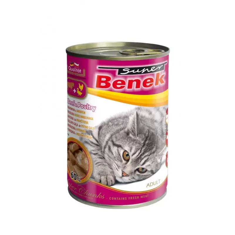 SUPER BENEK Kot Chunks - Wołowina z drobiem 415g Hit cenowy