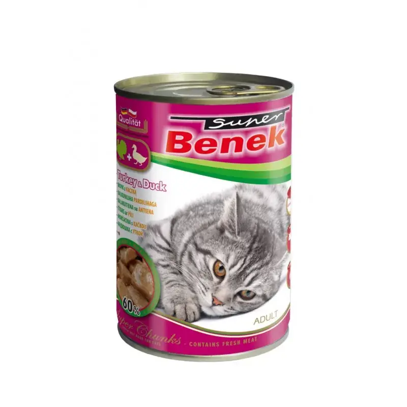 SUPER BENEK Kot Chunks - Indyk z kaczką 415g Zamów dziś