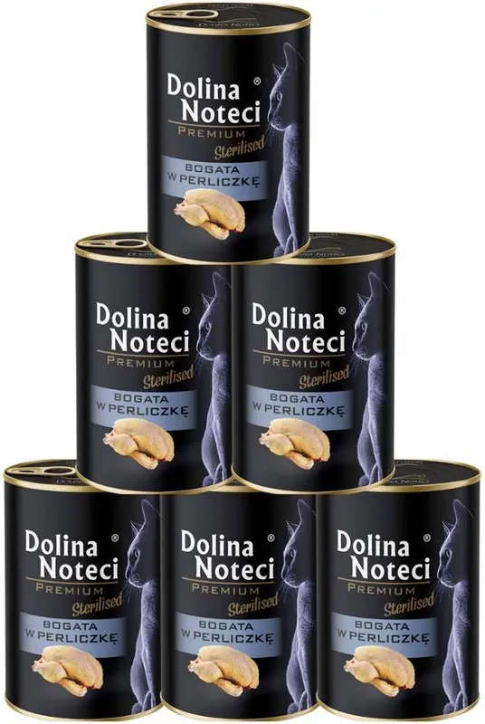 Ostatnie sztuki Dolina Noteci Premium Sterilised Karma z perliczką dla kota 12x400g PAKIET