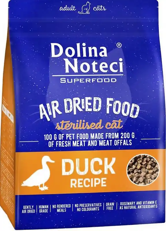Dolina Noteci Superfood Adult Sterlised Suszona Karma z kaczką dla kota 1kg Taniej
