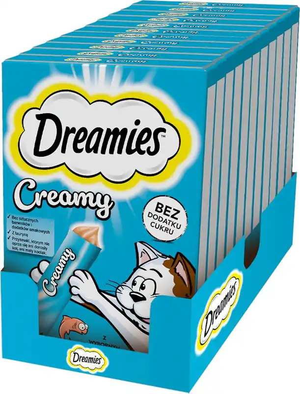 Dreamies Creamy Przysmak z wybornym łososiem dla kota 11x40g OPAKOWANIE ZBIORCZE Bezpieczna płatność