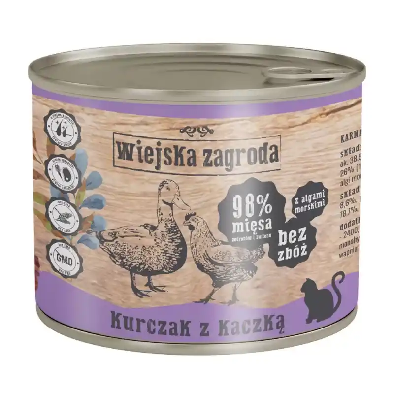 Rabat WIEJSKA ZAGRODA dla kota - Kurczak z kaczką (puszka)