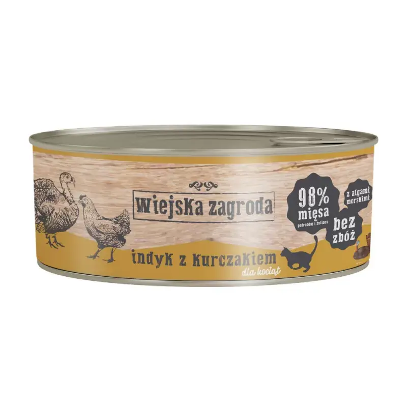 WIEJSKA ZAGRODA dla kociąt - Indyk z kurczakiem (puszka) Hit cenowy