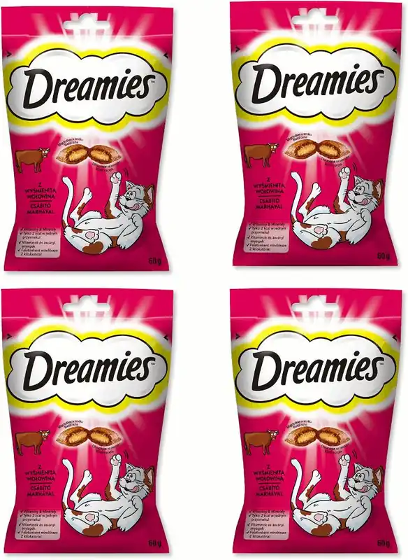 Dreamies Przysmaki z Wyśmienitą Wołowiną 4x60g PAKIET Premium